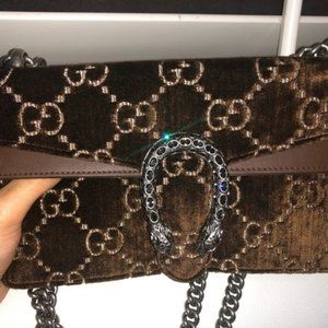 BRAND NEW Gucci Monogram Velvet Small Dionysus Brown